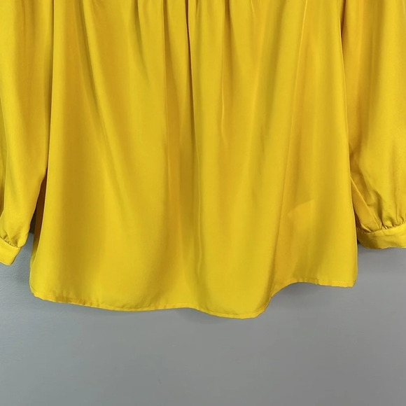 MAEVE Anthropologie Yana Off The Shoulder Top Mustard Yellow 3/4 Sleeves Silky S - Picture 4 of 13
